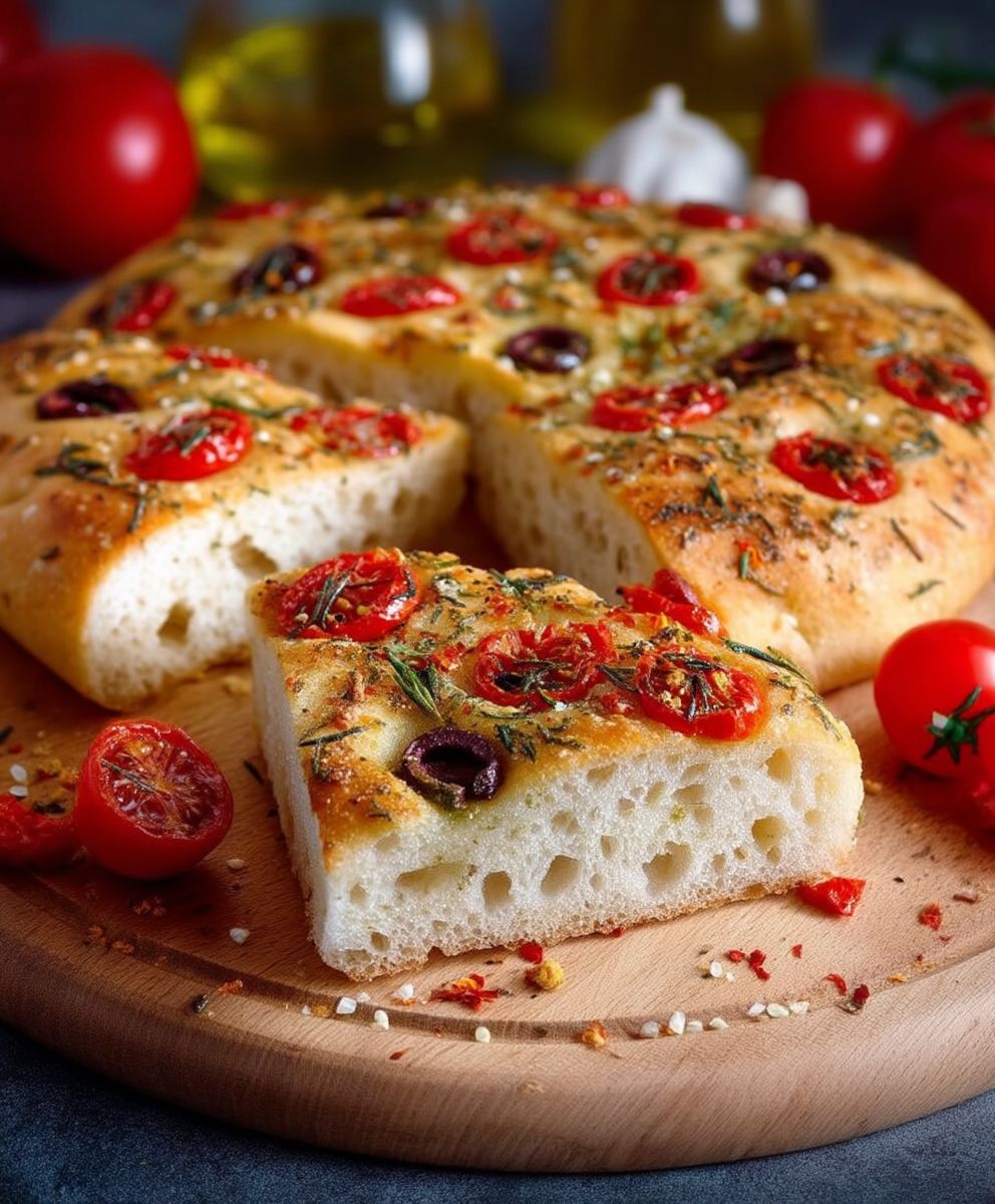 Fougasse tomates olives