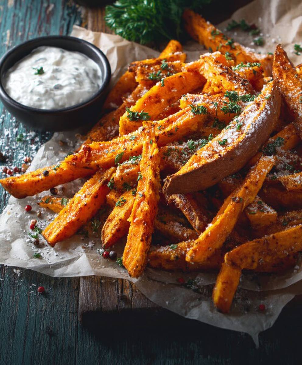 Frites patates douces au four