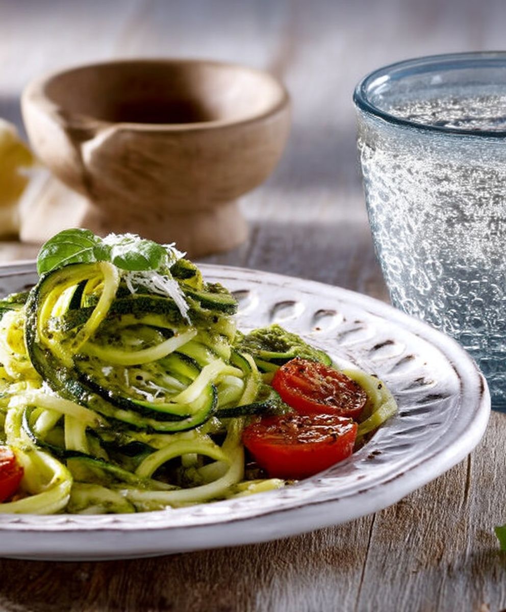 Spaghettis courgette pesto