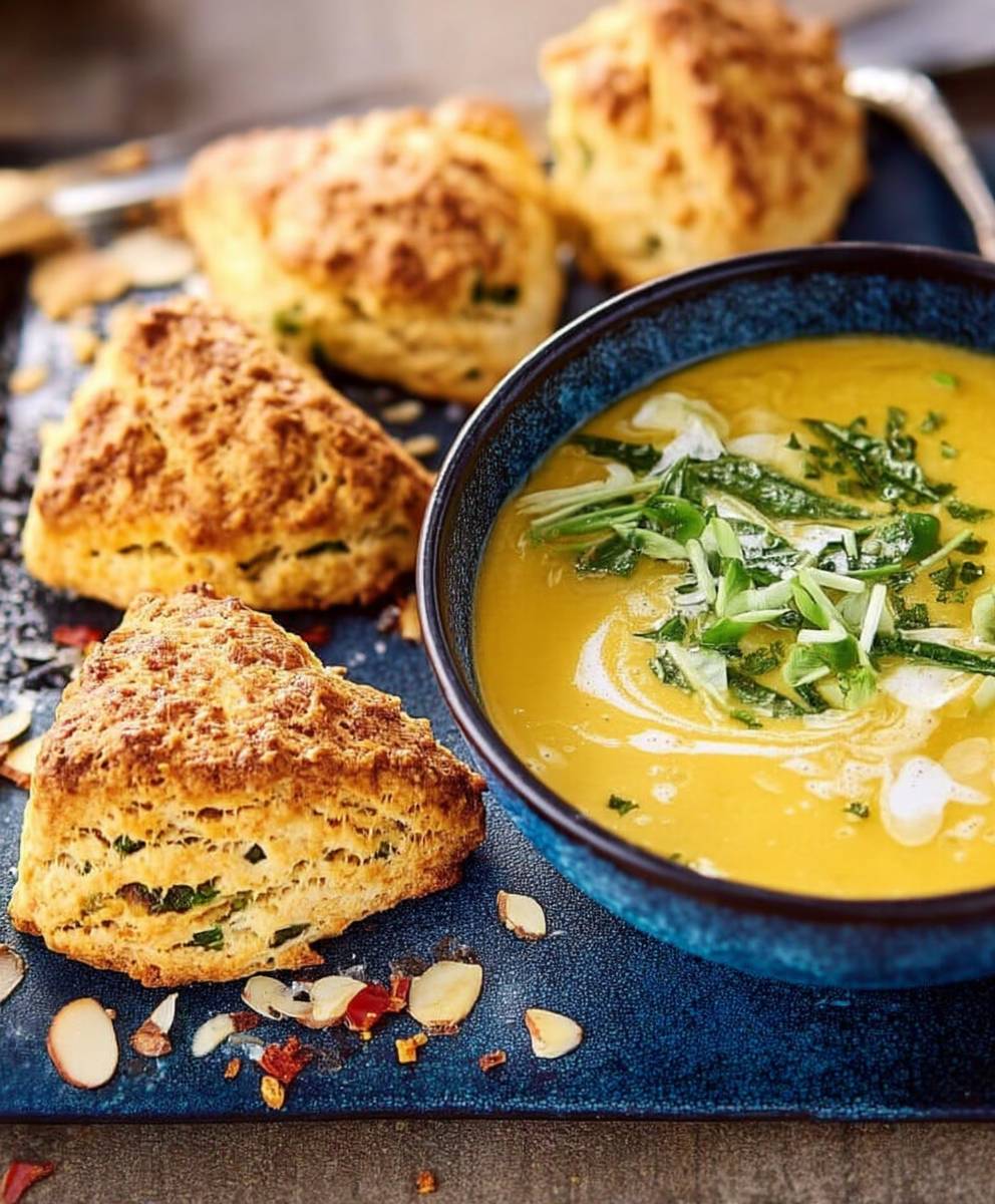 Velouté butternut scones épinards