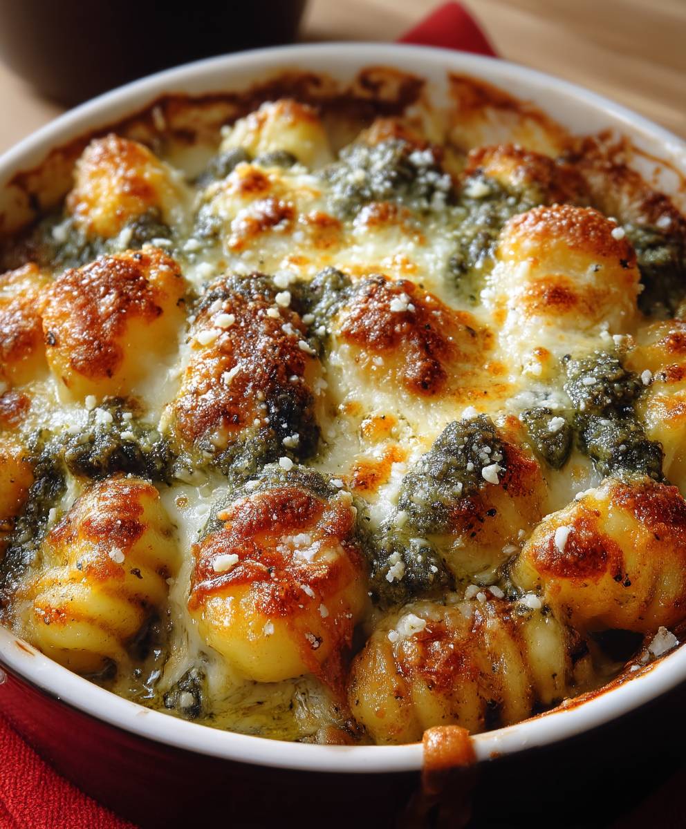 Gratin gnocchis pesto gorgonzola