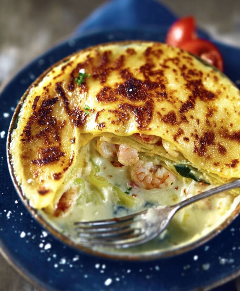 Lasagnes poireaux crevettes