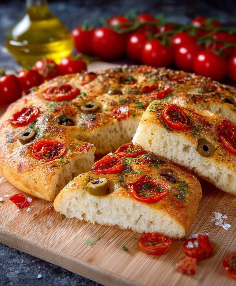 Fougasse tomates olives