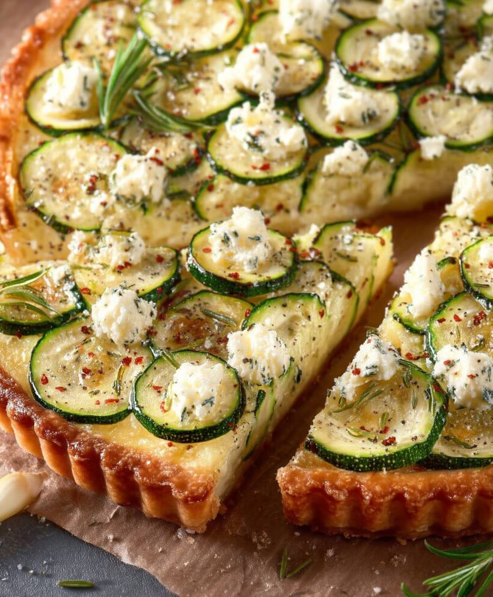 Tarte courgettes herbes de Provence chèvre