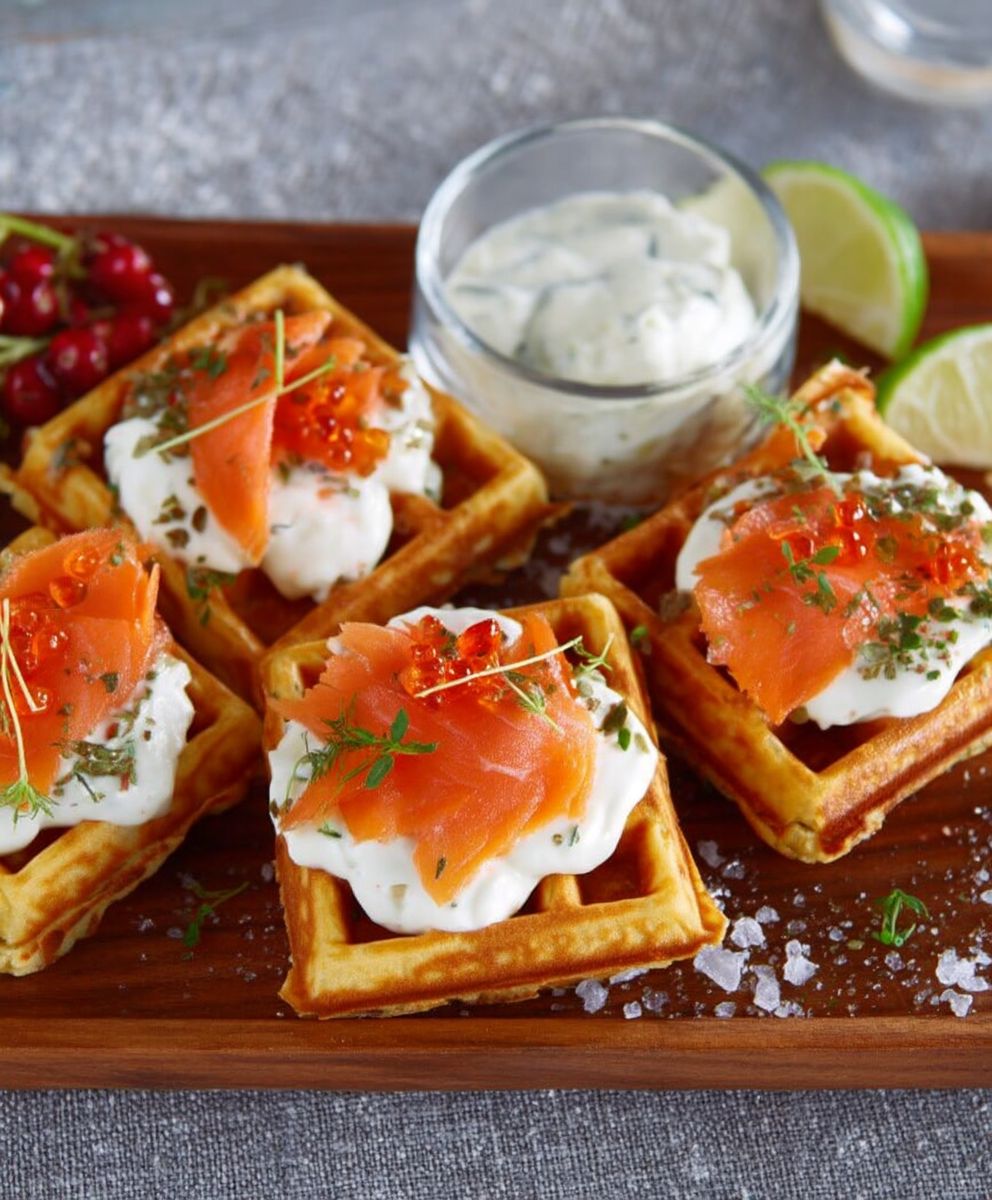 Gaufres apéritives saumon fromage frais