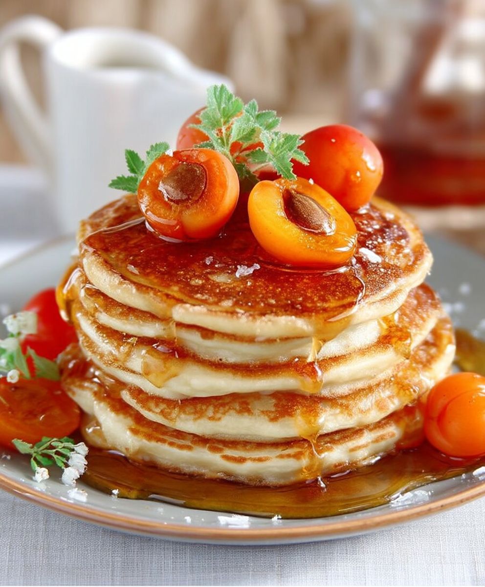Pancakes lait de chèvre abricots miel