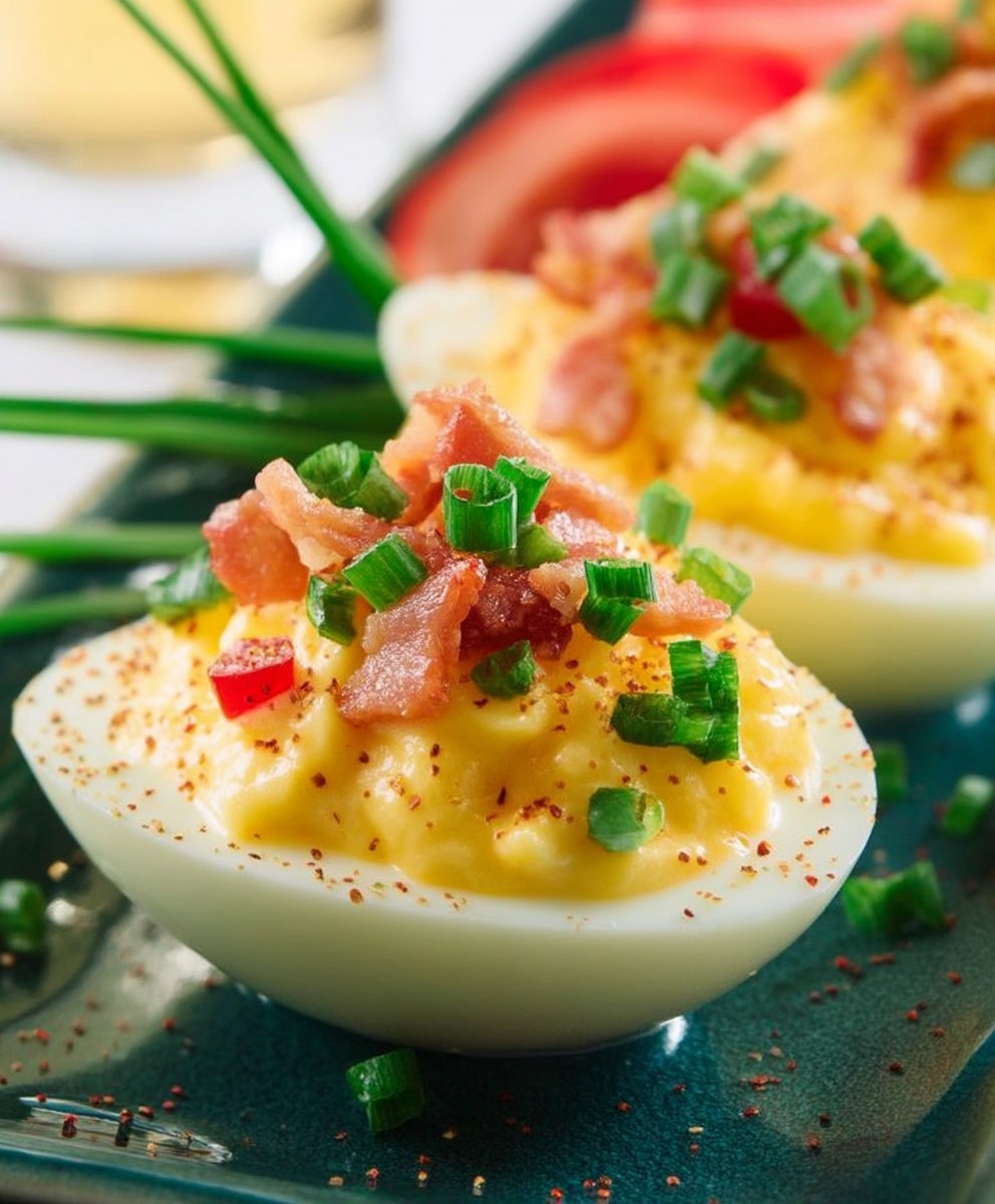 Oeufs mimosa bacon oignons