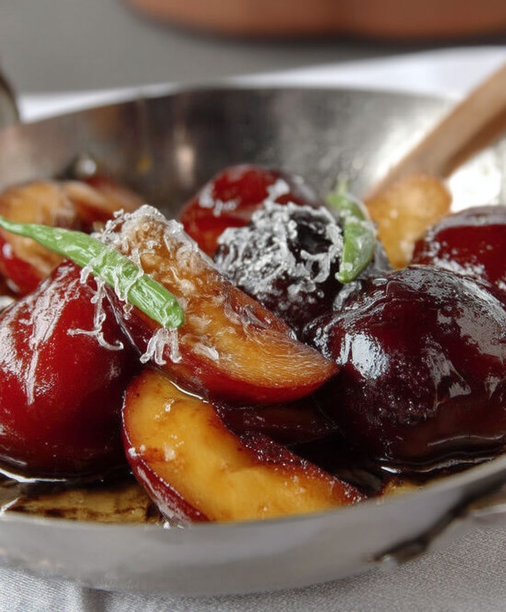 Poêlée prunes fleur oranger vanille
