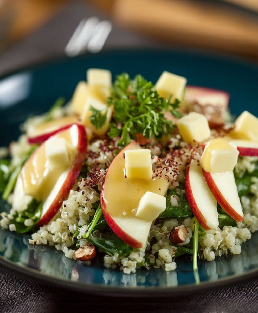 Salade épinards boulgour emmental noisette