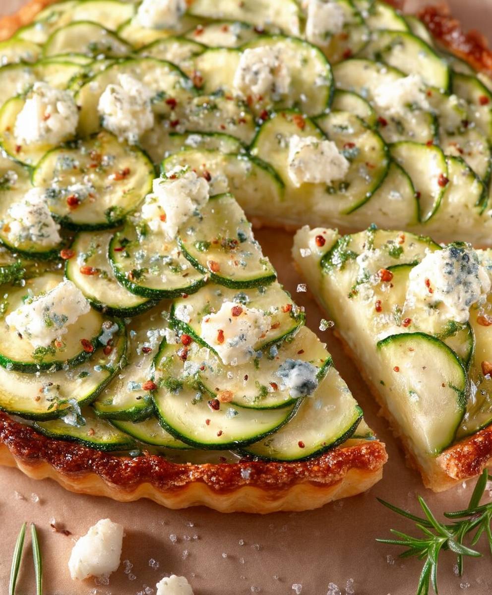 Tarte courgettes herbes de Provence chèvre