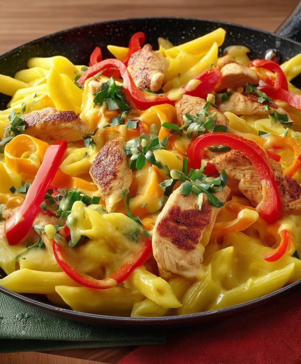Penne poulet lait coco moutarde