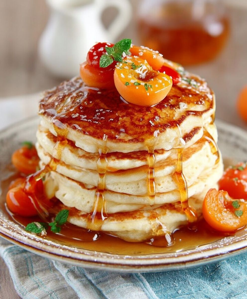 Pancakes lait de chèvre abricots miel