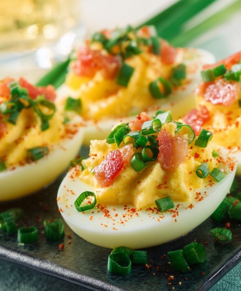 Oeufs mimosa bacon oignons