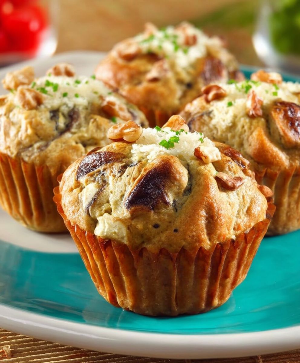 Muffins apéritifs noix champignons Emmental