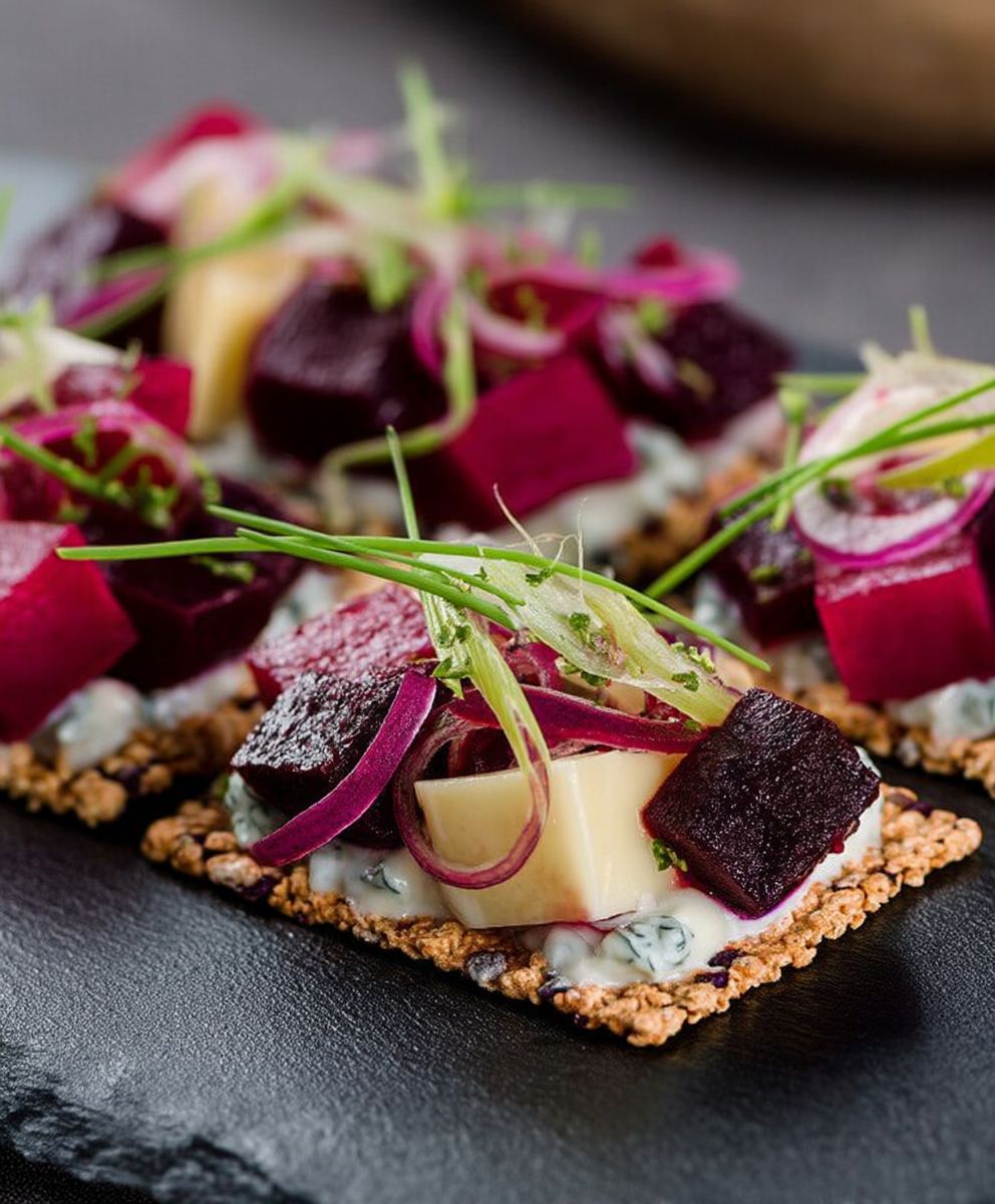 Salade betterave rouge Emmental ciboulette