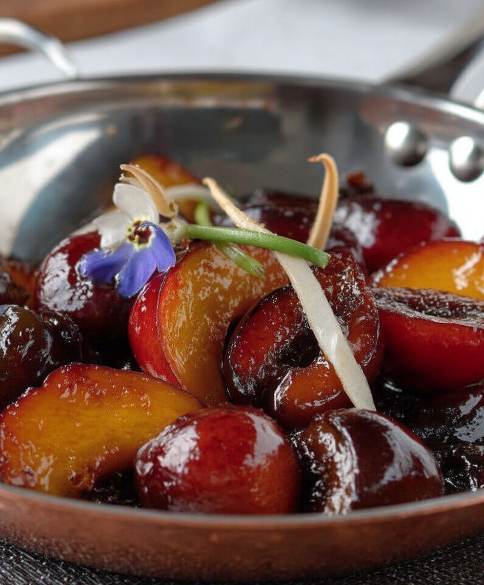Poêlée prunes fleur oranger vanille